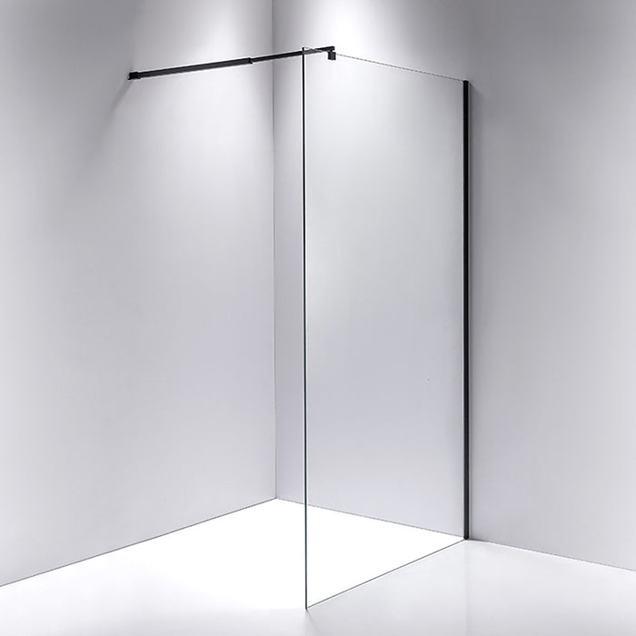 100 x 210cm Frameless 10mm Safety Glass Shower Screen in Square Black