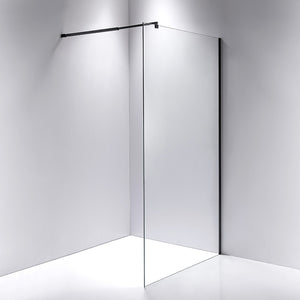 110 x 210cm Frameless 10mm Safety Glass Shower Screen in Square Black