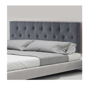 Double Linen Fabric Deluxe Headboard Bedhead in Grey