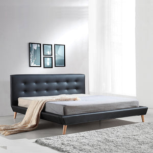 King PU Leather Deluxe Bed Frame - Black