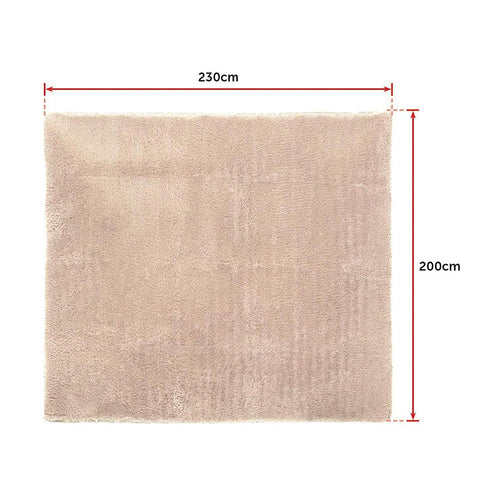 230x200cm Floor Rugs Large Shaggy Rug Area Carpet Bedroom Living Room Mat Beige