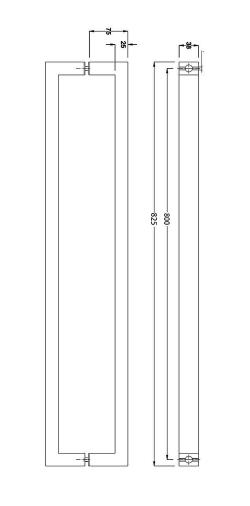 Entrance Door Pull Handle Matte black 800mm