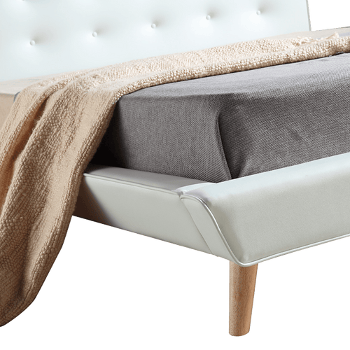 King PU Leather Deluxe Bed Frame - White