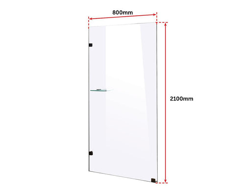 80 x 210cm Frameless 10mm Safety Glass Shower Screen BLACK