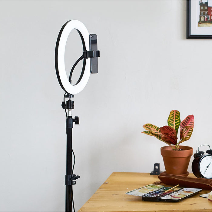 10" LED Selfie Ring Light with 1.6M Tripod Stand Phone Holder Photo Live Makeup