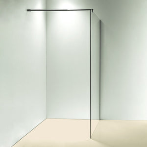 100 x 200cm Frameless 10mm Safety Glass Shower Screen in Round Black