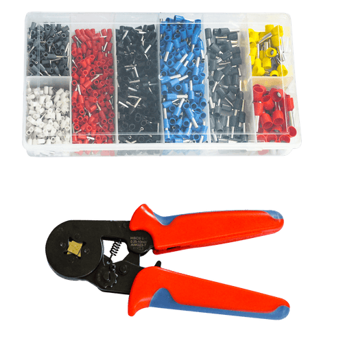 1200Pcs Bootlace Ferrule Crimper kit 0.25-10mm2 Cord End Ratchet Crimping Tool