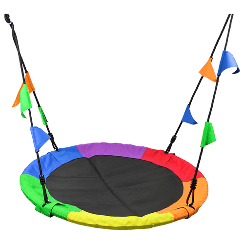 1m Tree Swing in Multi-Color Rainbow Kids Indoor/Outdoor Round Mat Saucer Swing