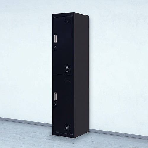 2-Door Black Locker Cabinet Standard Lock with 2 Keys – Secure & Durable