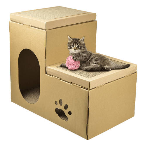 Cat Cardboard House Tree Tower Condo Scratcher Pet Post Pad Mat Furniture