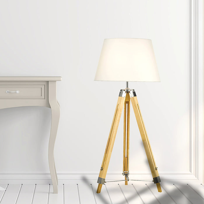 Modern Floor Lamp Wood Tripod Home Bedroom Reading Light 145cm