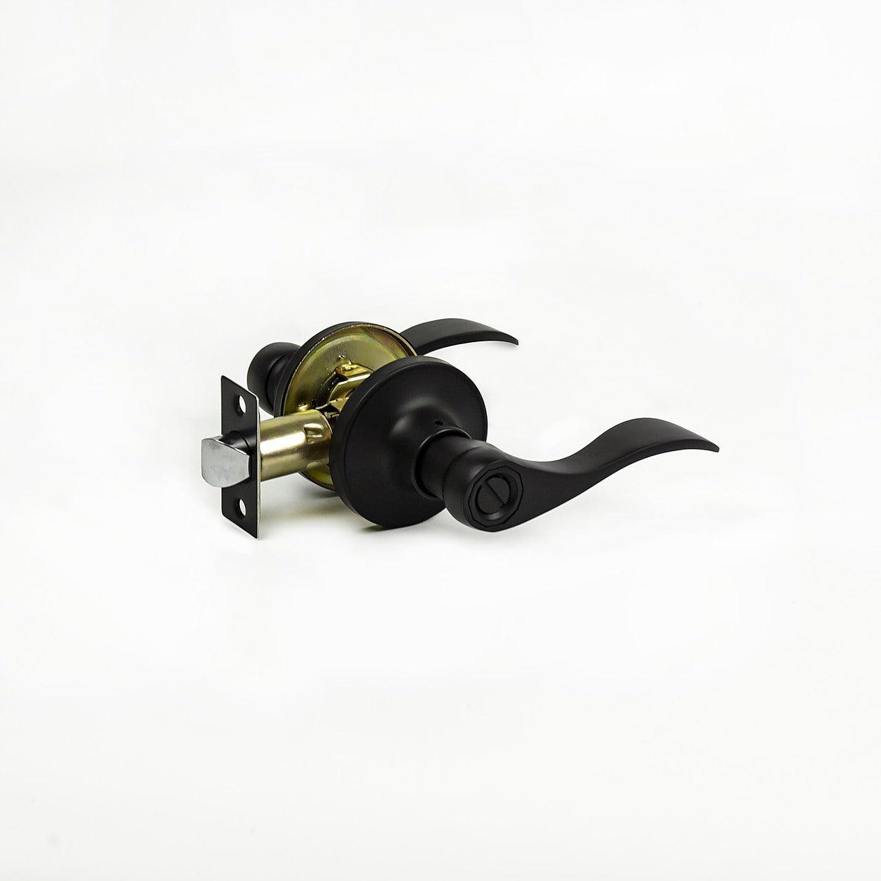 Door Handle Set Lever Privacy Function Black - Privacy - Black - Home ...