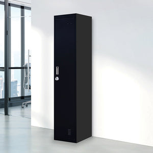 Black One-Door Office Gym Shed Clothing Locker Cabinet - 3-Digit Combination Lock