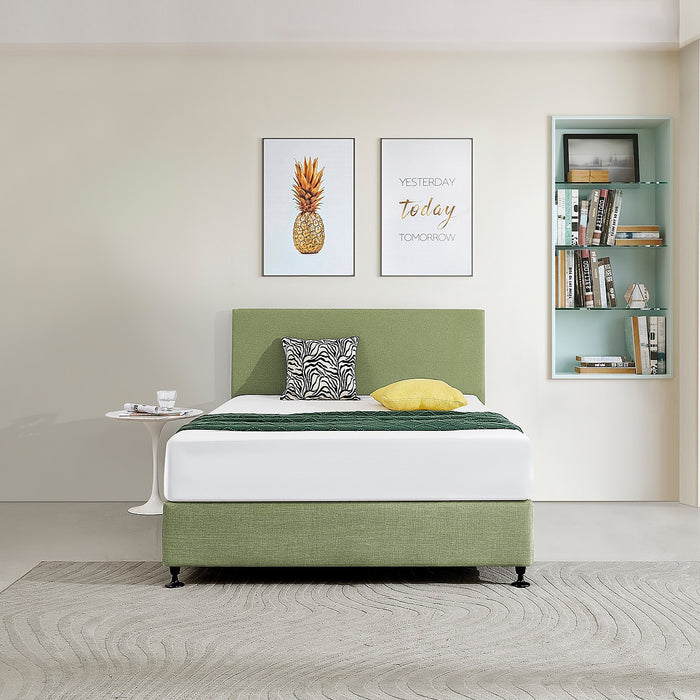 Rectangular Double Bed Deluxe Headboard Bedhead Linen Fabric Olive Green