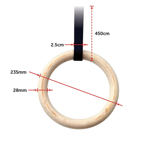 235mm Wooden Gymnastic Rings – Premium Olympic-Style Strength Training & Fitness Equipment