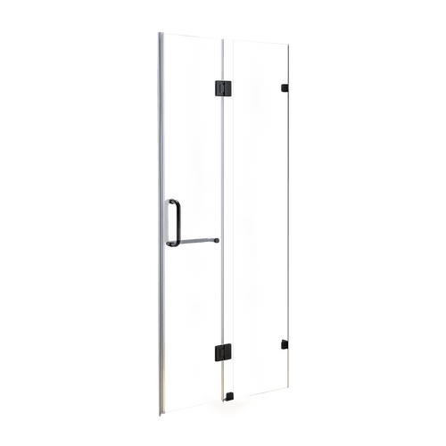 120 x 200cm Wall to Wall Frameless Shower Screen in Black Hardware with Round Handle