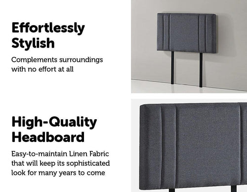 Grey Linen Fabric Single Deluxe Headboard Bedhead