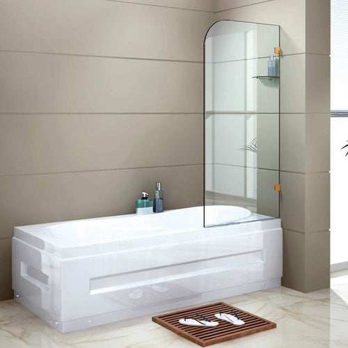 Frameless Glass Bath Screen 70 x 145cm Gold Finish