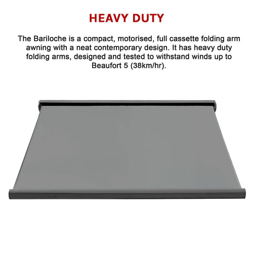 Motorised Retractable Awning 4x3m – Full Cassette, Grey Sunshade