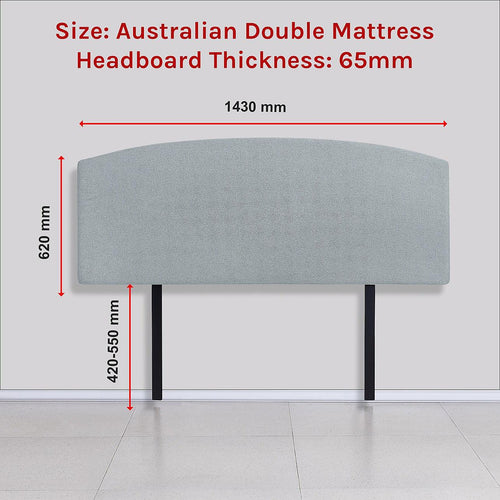 Linen Fabric Curved Double Bed Deluxe Headboard Bedhead Stone Grey 