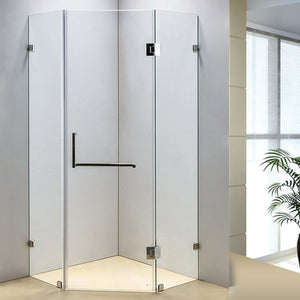 900 x 900mm Frameless 10mm Glass Shower Screen By Della Francesca Chrome Hardware, Square Handle