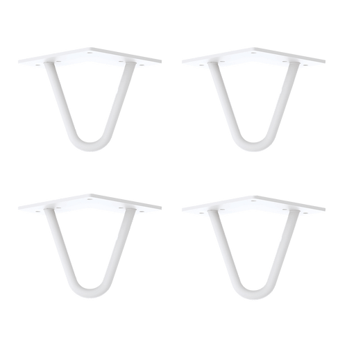 Set of 4 White Industrial Retro Hairpin Table Legs 12mm Steel Bench Desk - 11cm