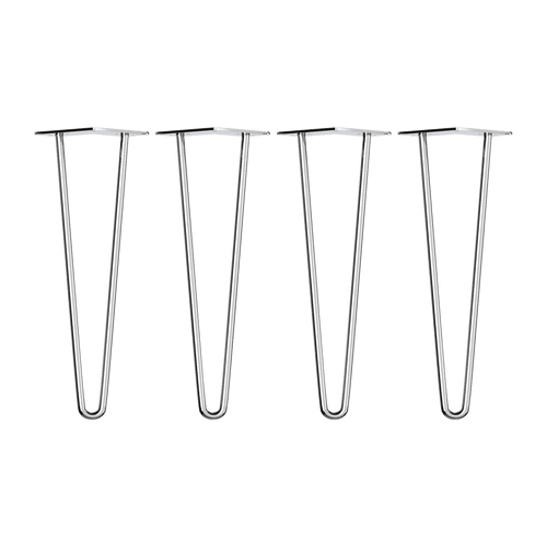 Set of 4 Chrome Retro Hairpin Table Legs 12mm Steel Bench Desk - 41cm