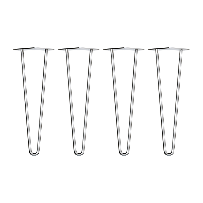 Set of 4 Chrome Retro Hairpin Table Legs 12mm Steel Bench Desk - 41cm ...