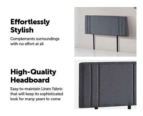Grey Linen Fabric Double Deluxe Headboard Bedhead