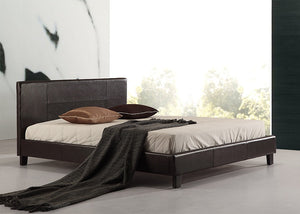 Double Bed Frame Brown PU Leather