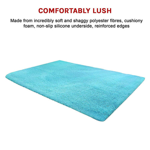 230x200cm Floor Rugs Large Shaggy Rug Area Carpet Bedroom Living Room Mat Turquoise