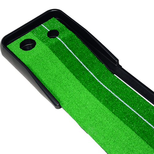 Indoor Practice Putting Green 2.5m Mat Inclined Ball Return Fake Grass 2 Holes