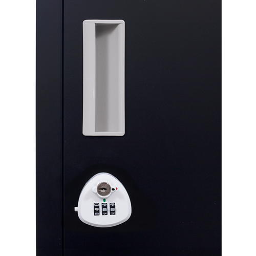 Black Locker with 4 Doors & 3-Digit Combination Lock – Storage for Gym, School, or Workplace