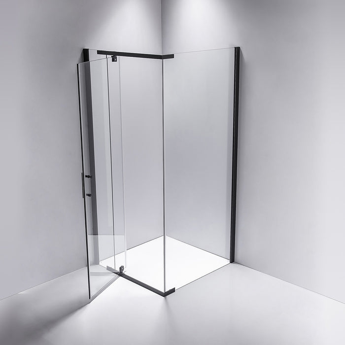 1200 x 700 x 1900mm Framed Safety Glass Pivot Door Shower Screen in Black