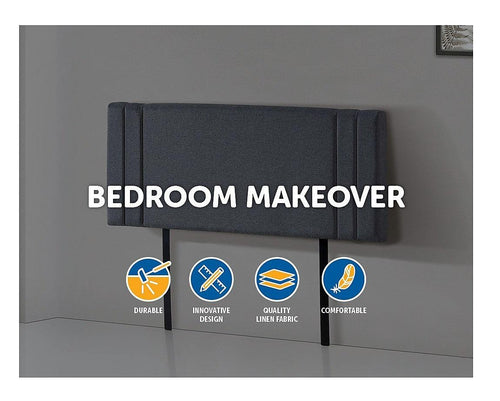 Grey Linen Fabric Double Deluxe Headboard Bedhead