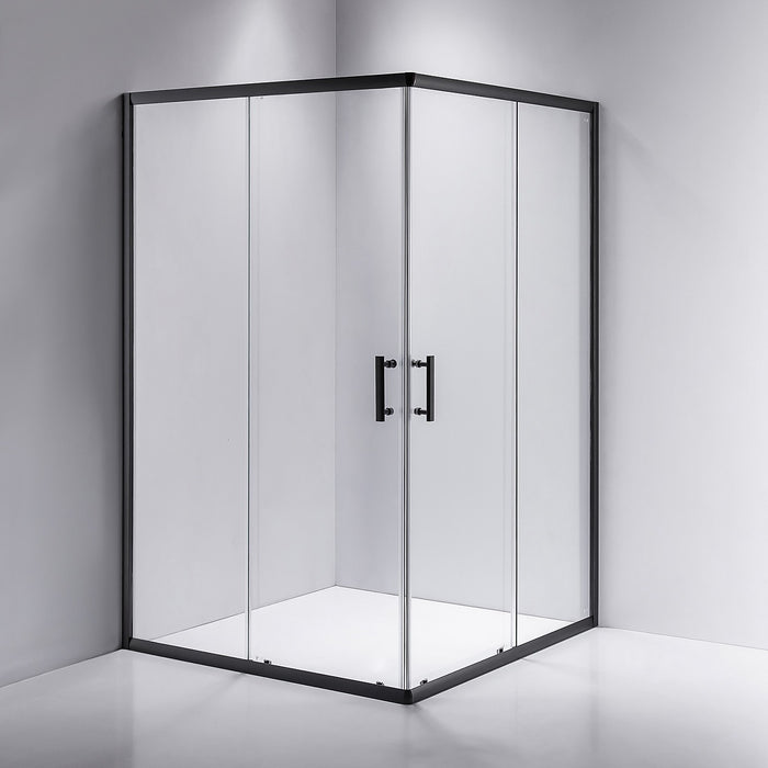 1200 x 800mm Sliding Door Nano Safety Glass Shower Screen in Black