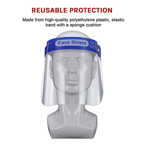 6x Safety Full Face Shield Clear Guard Protector Mask Anti-Fog + Elastic Head Band