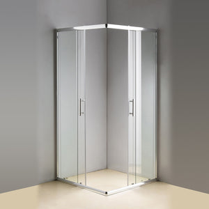 900 x 800mm Sliding Door Nano Safety Glass Shower Screen in CHROME