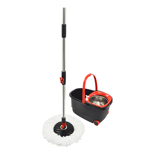 Spin Rotating Mop and Bucket Set with Wheels and 4 Microfibre Mop Heads
