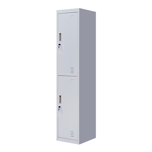 2-Door Grey Locker Cabinet Standard Lock with 2 Keys – Secure & Durable