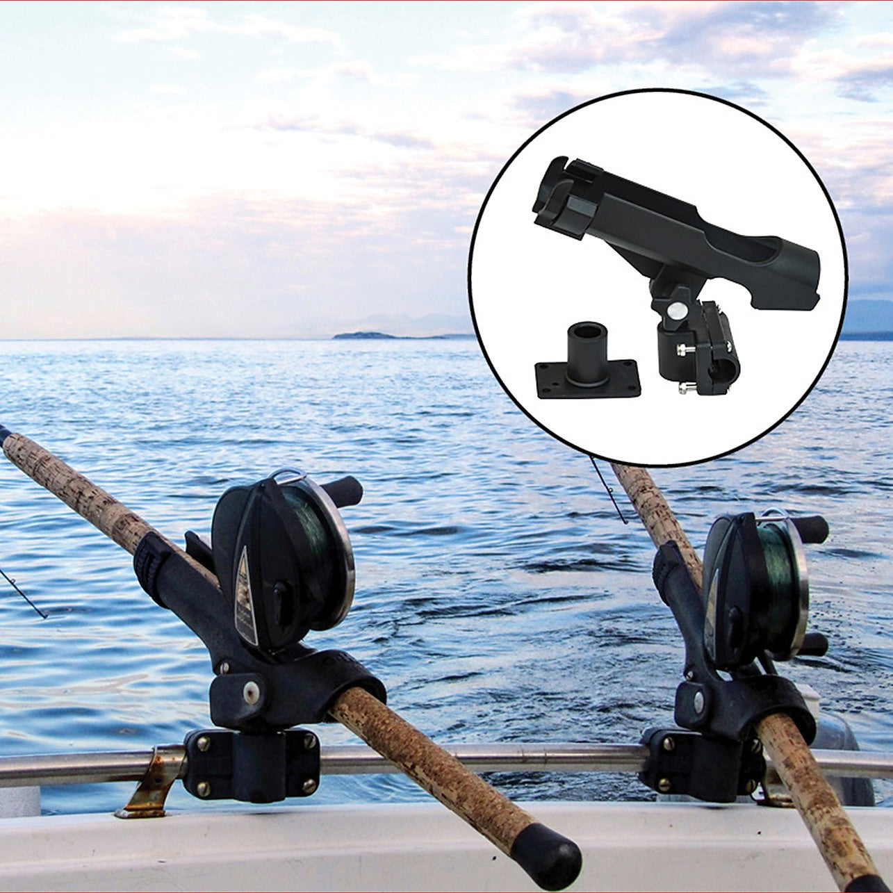 4PC Kayak Boat Fishing Pole Rod Holder Tackle Kit Adjustable Side Rail Mount  - Outdoor & Leisure > Outdoor