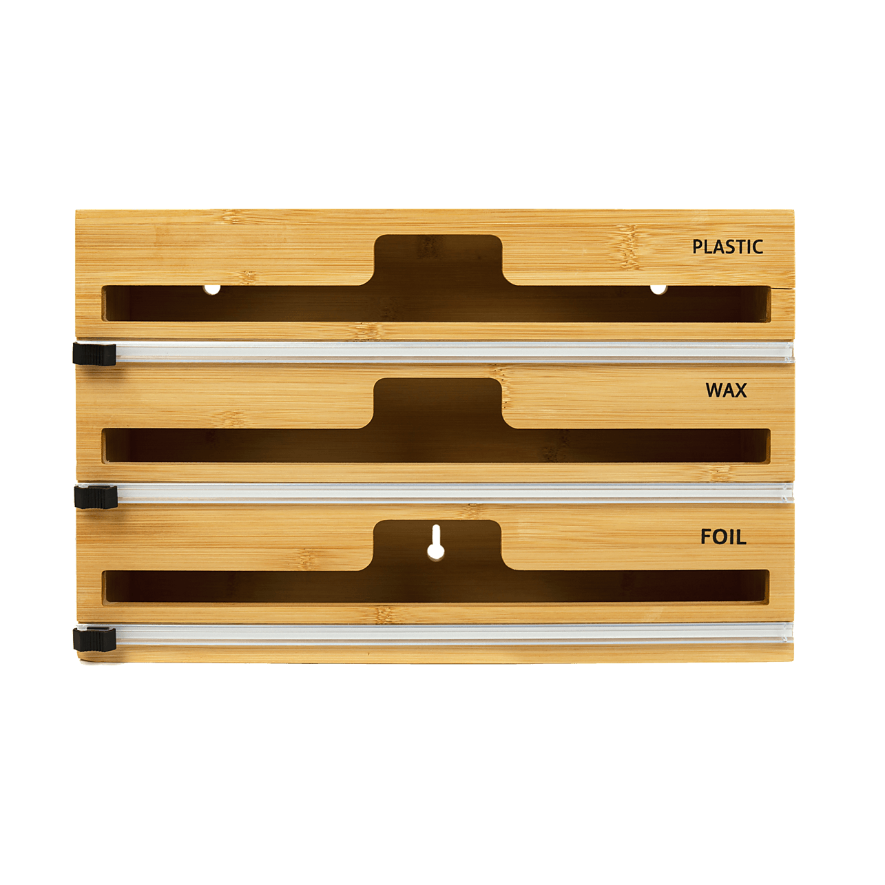 3 Grids Bamboo Food Wrap Dispenser Cutter Foil Cling Film Storage