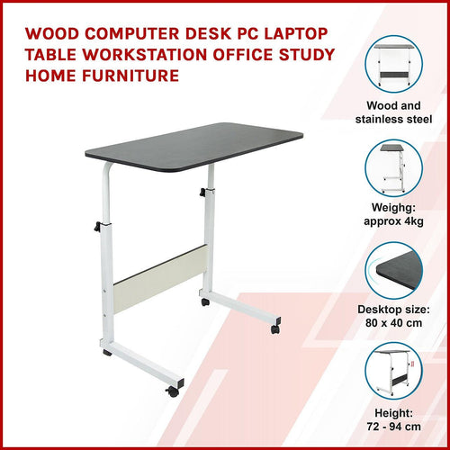 Wood Computer Desk PC Laptop Black Table Workstation Office Study Home Furniture
