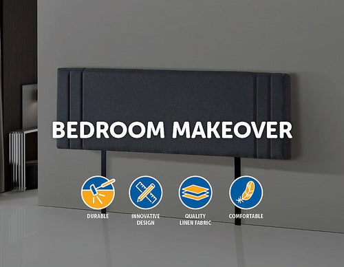 Grey Linen Fabric King Deluxe Headboard Bedhead