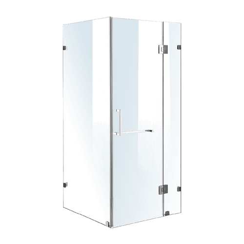 110 x 80cm Frameless 10mm Glass Shower Screen By Della Francesca CHROME Hardware,SQUARE Handle