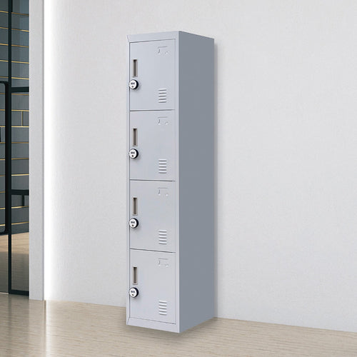 Grey Locker with 4 Doors & 4-Digit Combination Lock – Storage for Gym, School, or Workplace