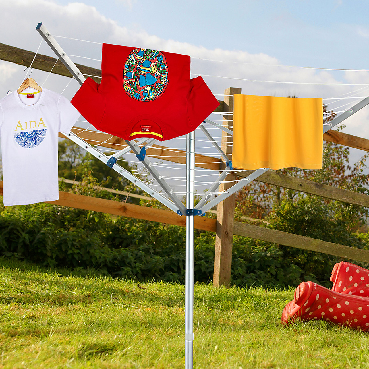 4 Arm Rotary Garden Washing Line Clothes Airer Dryer Outdoor Spike - Home &  Lifestyle > Personal