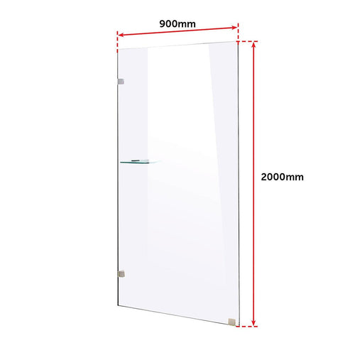 90 x 200cm Frameless 10mm Safety Glass Shower Screen Nickel Finish