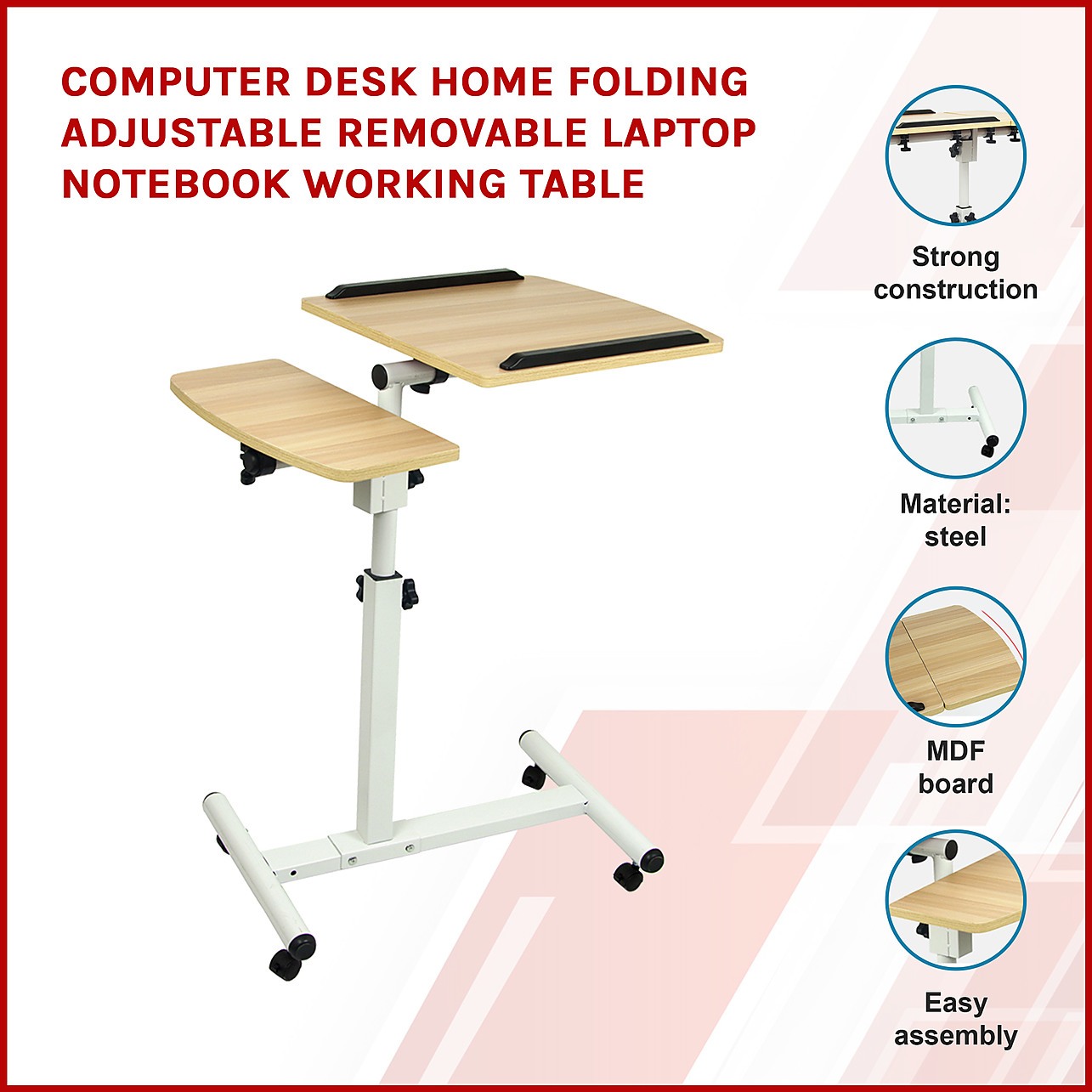 Folding adjustable discount computer desk