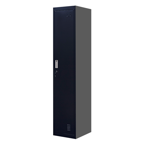 Lockable 1-Door Black Locker for Home or Office - Standard Lock with 2 Keys